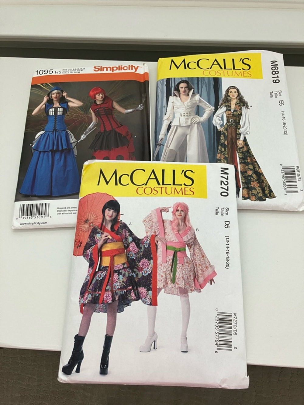 Three sewing patterns, adult costumes